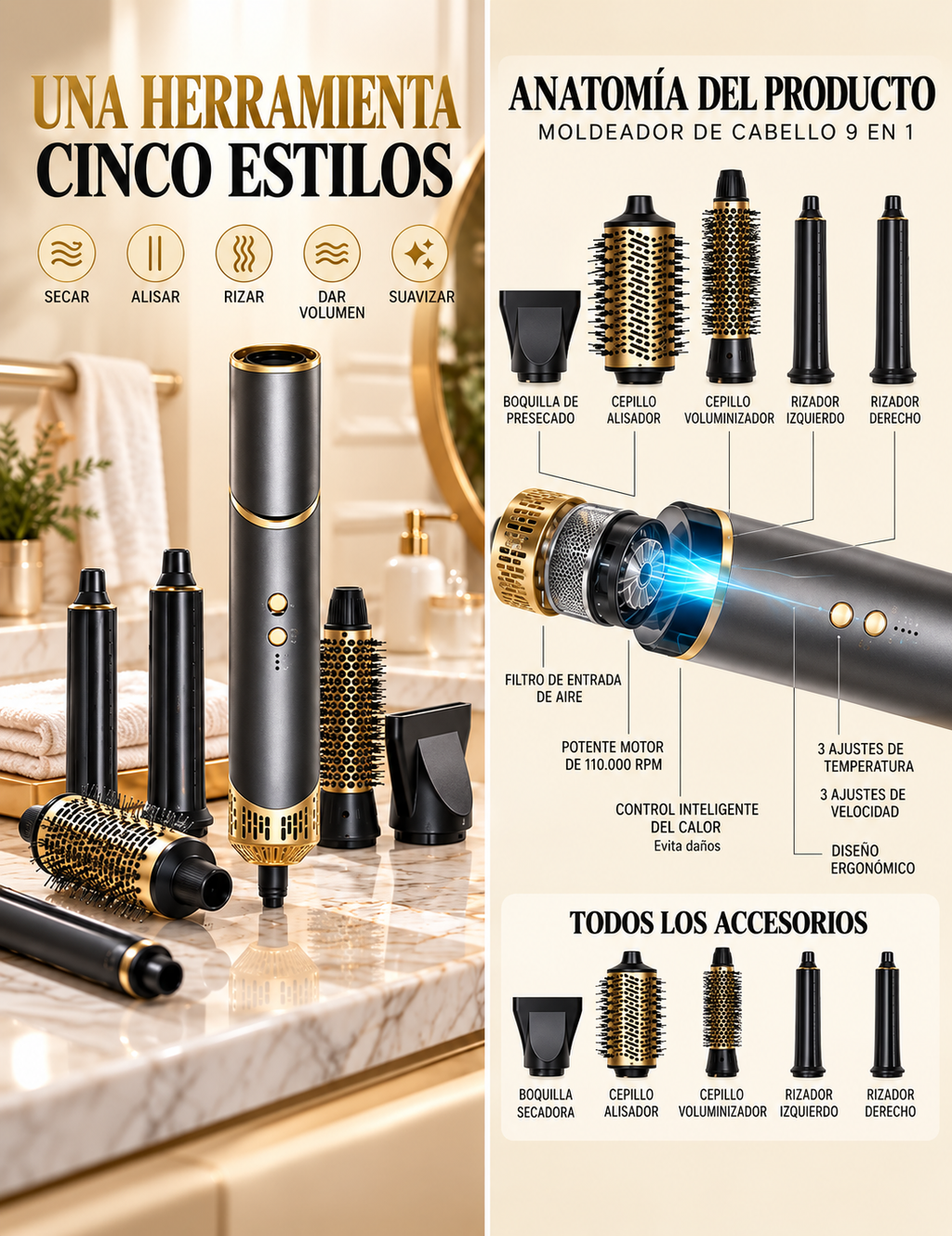 Cepillo Secador 9 en 1